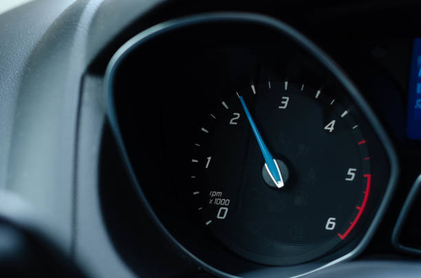 tachometer. car instruments dash/panel closeup. rpm and speed metering. transportation photo collection. - speedometer odometer car rpm imagens e fotografias de stock