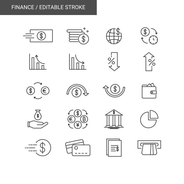 Finance Icon Set With Editable Stroke Vector Design. Finance Icon Set With Editable Stroke Vector Design EPS10 File. blockchain clipart stock illustrations