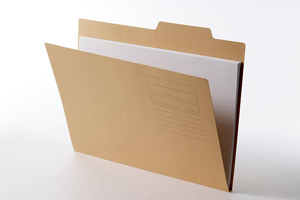 Laptop with folders isolated on a white background. 3d render