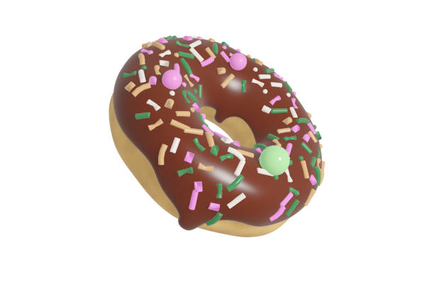istock Isolated glazed donut or donut with sprinkles, 3d rendering. 1367136855