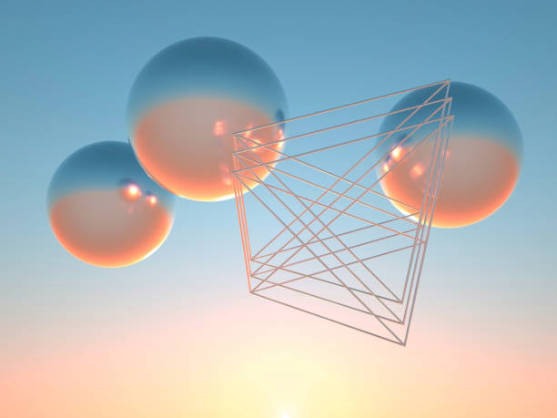 istock Abstract geometric installation. Shiny spheres, 3d 1367139591
