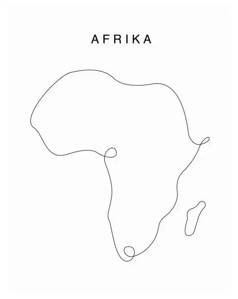 Vector illustration of line art Afrika map. Continuous line Continent map. vector illustration. Single outline Africa  world.