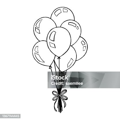 istock Bunch of Balloons Drawing 1367144445
