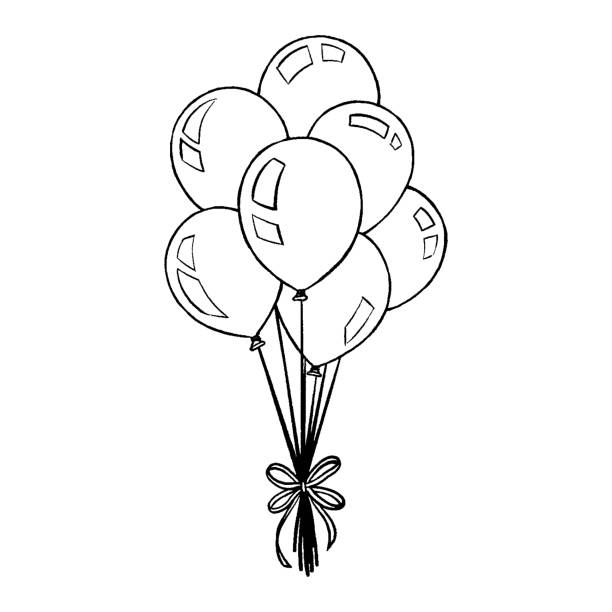 Bunch of Balloons Drawing Vector illustration of balloons. black and white balloons stock illustrations