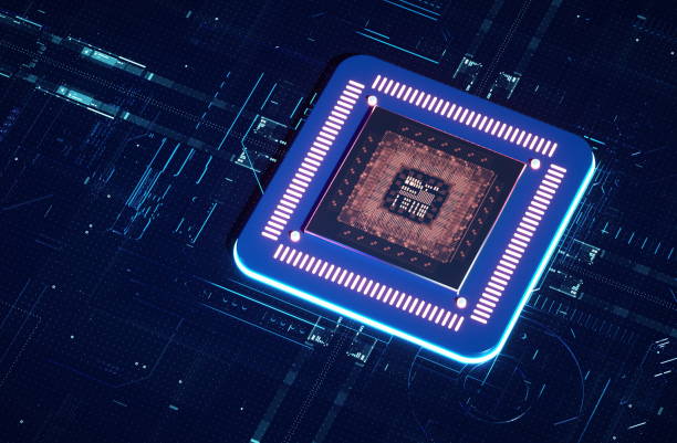 istock 3D rendering of cyberpunk AI. Circuit board. Technology background. Central Computer Processors CPU and GPU concept. Motherboard digital chip. Tech science background. 1367145240