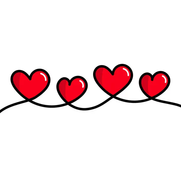 Vector illustration of Hand drawn love heart minimal concept. Dodle hearts. Vector illustration