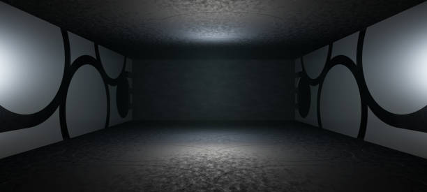 istock Extraterrestrial Parking Underground Car Warehouse Garage Studio Rough Modern Reflective Spaceship Tunnel Corridor Showcase Cutting Edge Futuristic Lighting with Dark Slate Gray Colors Digital Platform Background Wallpaper Alien Futuristic Concept 3D Rend 1367148122