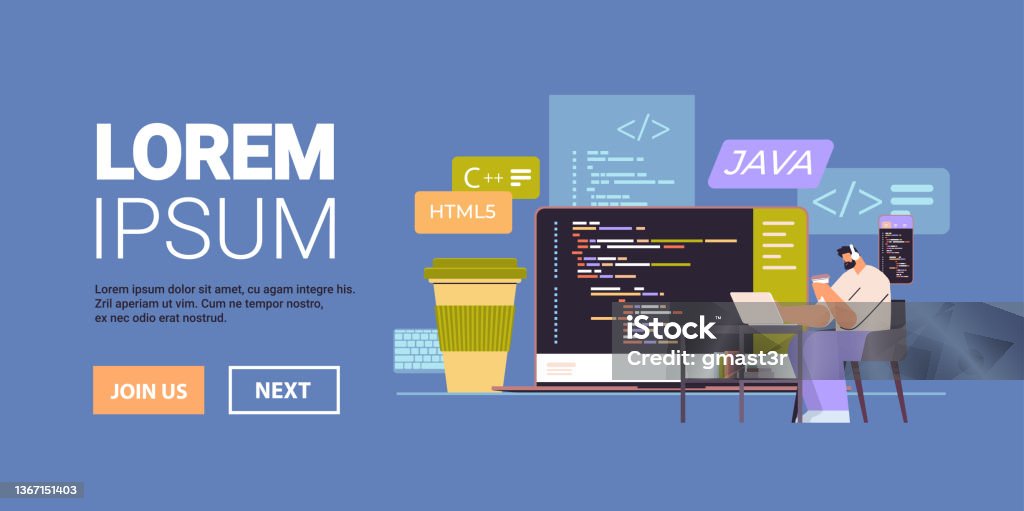 Web Developer Creating Program Code On Laptop Screen Development Of ...