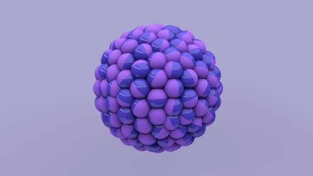 istock Sphere with blue and purple balls. Abstract illustration, 3d render. 1367153774