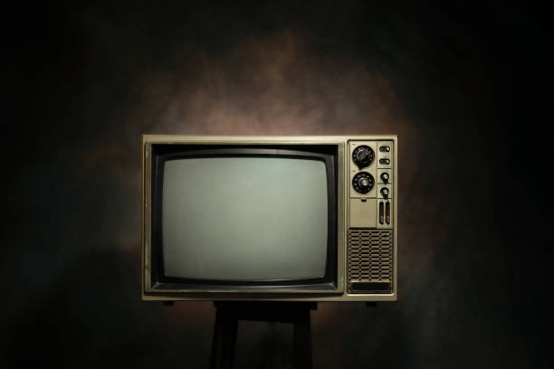 istock Retro old television on the black background, clipping path 1367154845