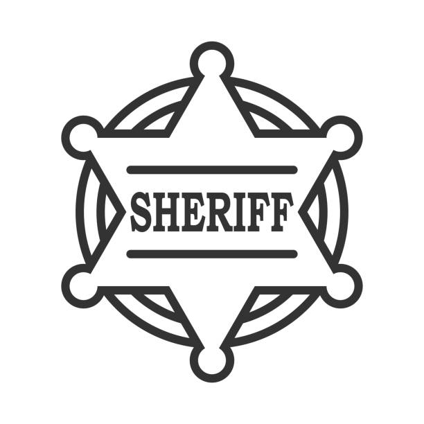 ilustrações de stock, clip art, desenhos animados e ícones de sheriff sign - police badge badge police white background