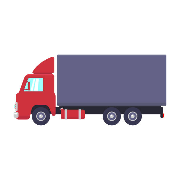 ilustraciones, imágenes clip art, dibujos animados e iconos de stock de icono de camión. silueta de color. perfil. ilustración gráfica plana simple vectorial. objeto aislado sobre fondo blanco. aislar. - semi truck illustrations