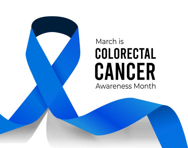 ilustraciones, imágenes clip art, dibujos animados e iconos de stock de mes de concientización sobre el cáncer colorrectal. ilustración vectorial en blanco - month