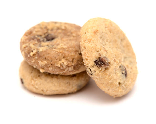 istock Round chocolate chip mini cookies isolated 1367169767