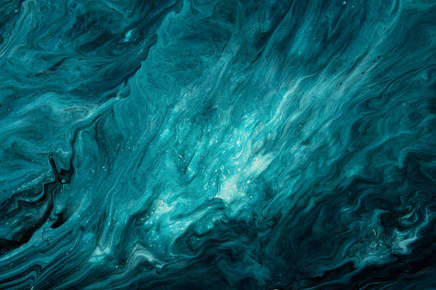 istock Fluid Art. Liquid dark turquoise abstract drips and wave. Marble effect background or texture 1367177553