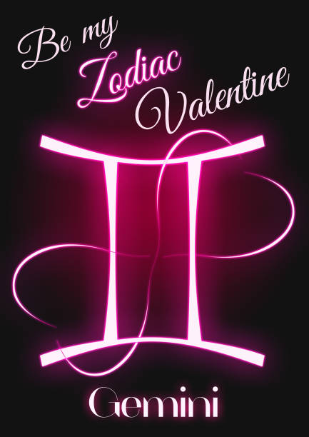 Zodiac Signs recreated as lovely Valentine's Day glowing Icons with love hearts
