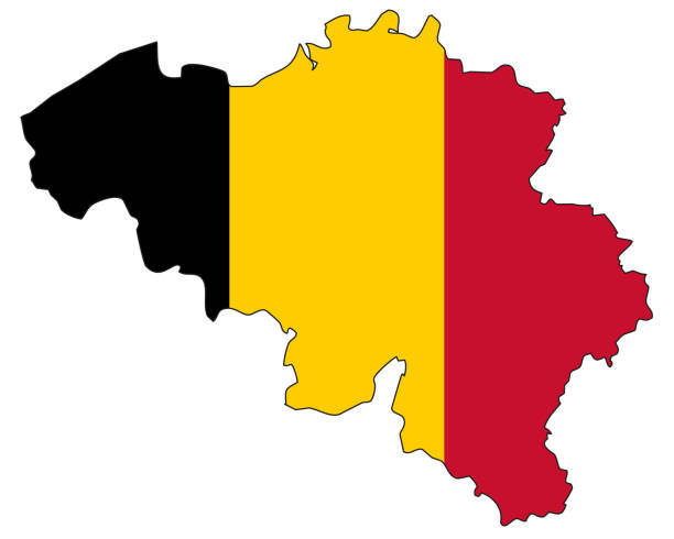 istock Belgium map with flag - outline of a state with a national flag 1367180430