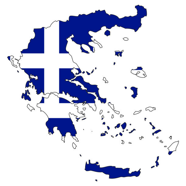 istock Greece map with flag - outline of a state with a national flag 1367180491