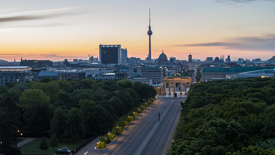 Drone Berlin Brandenburg Gate Blue Hour CLOSE