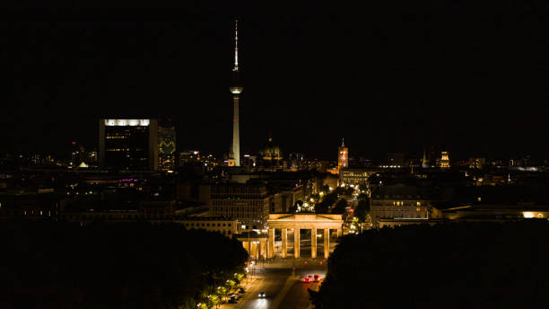 istock Drone Brandenburg Gate Berlin deep at night 1367182072