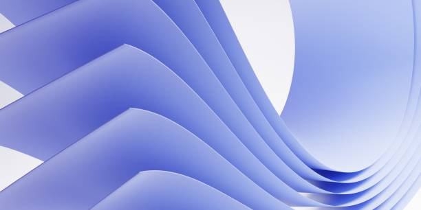 istock 3d render, abstract modern background with folded ribbon, blue cloth macro. Fashion wallpaper with textile layers in wave shape. Paper roll edges on white backdrop, curvy sheets, minimal composition 1367188538