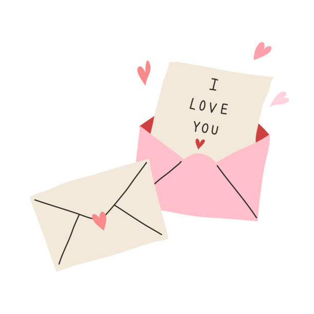 ilustrações, clipart, desenhos animados e ícones de cartas de amor clipart para decoração do dia dos namorados isoladas em fundo branco. - love letter