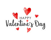 istock Happy Valentines Day Calligraphy Banner with Hearts 1367192128