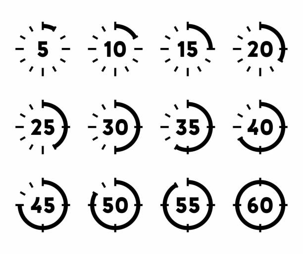 분 버전의 시간 세그먼트 - symbol computer icon clock face gauge stock illustrations