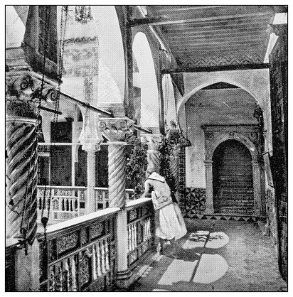 Antique travel photographs of Constantinople (Istanbul): Private Courtyard