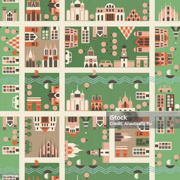 シームレスなカットイラストヨーロッパのシティマップ - 地図のベクターアート素材や画像を多数ご用意 - 地図, イラストレーション, ベクター画像
