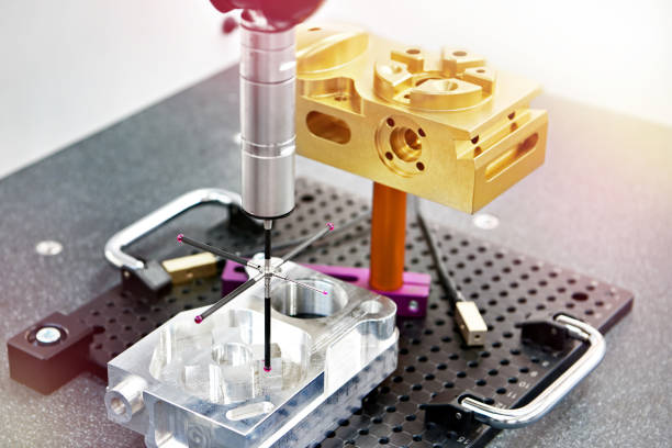 istock Coordinate measuring machine and metal part 1367196753