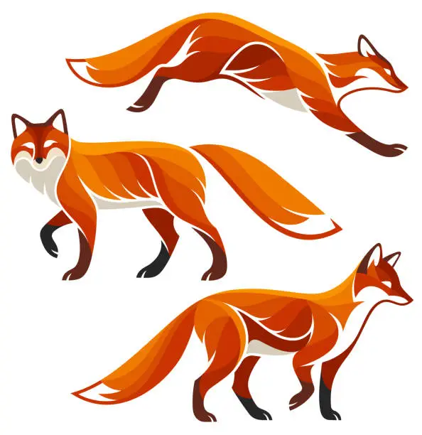 Vector illustration of Stylized Fox