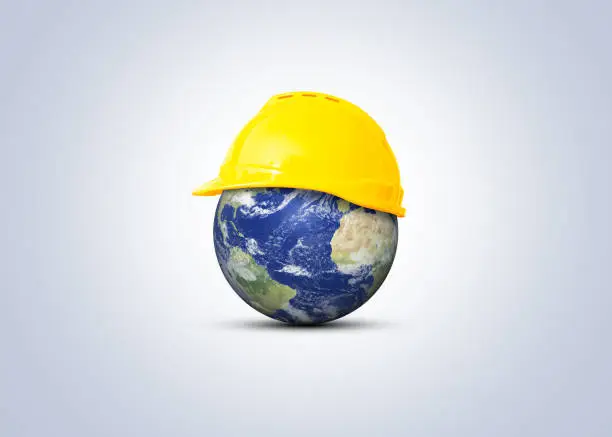 Happy Labor Day concept. 1st May- International labor day concept. Labor safety and right at Workplace. World Day for Safety and Health at Work concept. Safety first for worker. elements of this image furnished by NASA (https://earthobservatory.nasa.gov/blogs/elegantfigures/2011/10/06/crafting-the-blue-marble/)