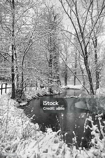 Snowing Day On The River Stock Photo - Download Image Now - Abstract, Backgrounds, Clean