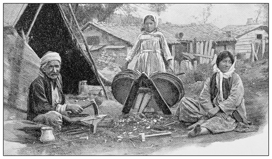 Antique travel photographs of Constantinople (Istanbul): Gypsy camp