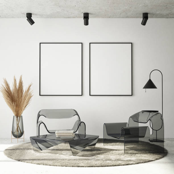 istock mock up poster frame in modern interior background, living room, Scandinavian style, 3D render, 3D illustration 1367204774