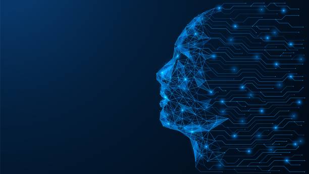 istock The printed circuit board forms the contour of a person's face. 1367205936