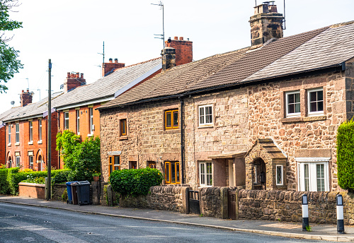 Traditional terraced houses in the English village of Hoghton, in Lancashire.