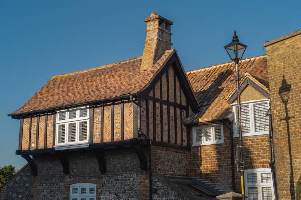 An interestingly styled historic beam structured building in Sandwich, Kent, uk An interestingly styled historic beam structured building in Sandwich, Kent, uk sandwich kent stock pictures, royalty-free photos & images