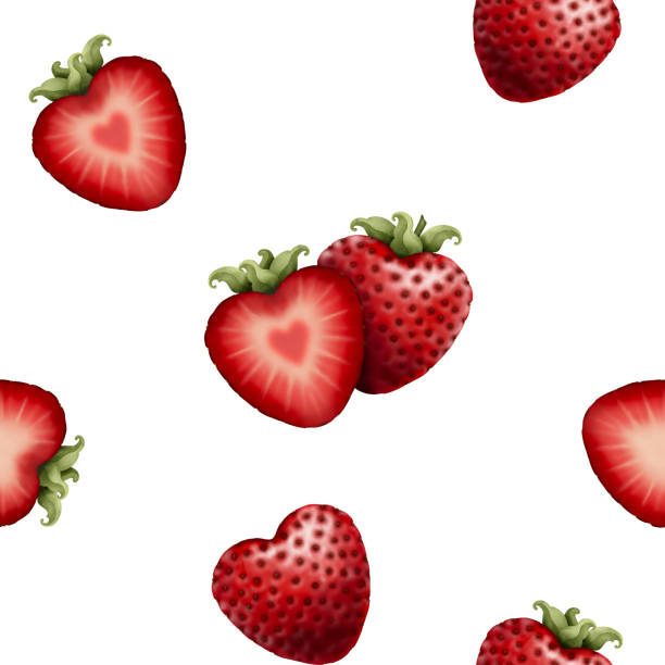 istock Strawberry in heart shape watercolor seamless pattern. Valentines day, love, dessert background 1367209211