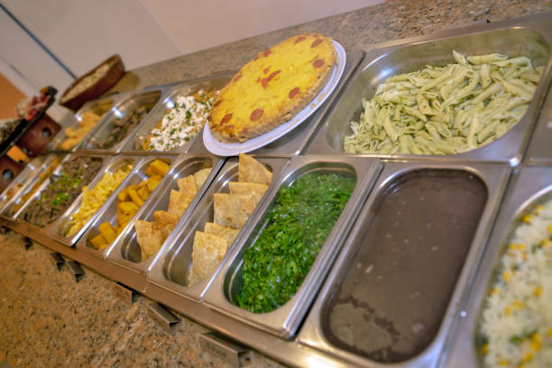 istock Varied types of food in self service restaurant platters 1367210559