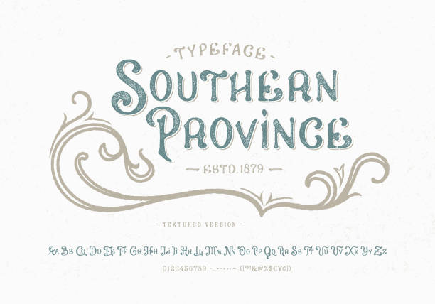 ilustrações, clipart, desenhos animados e ícones de fonte southern province. crachá antigo, etiqueta, logotipo - flourishes