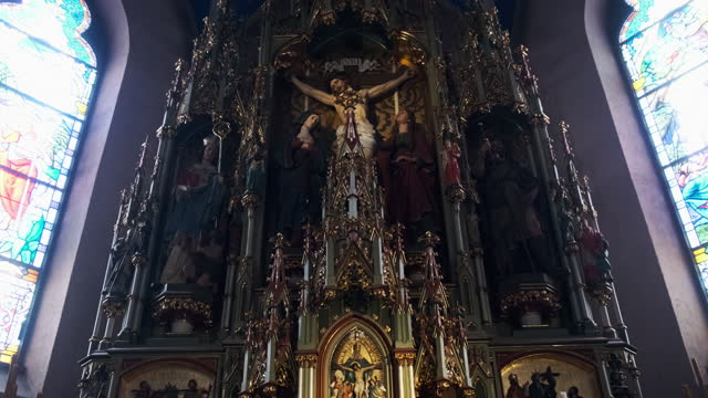 Altar in Catholic Chapel Inside, Ornament, Interior
