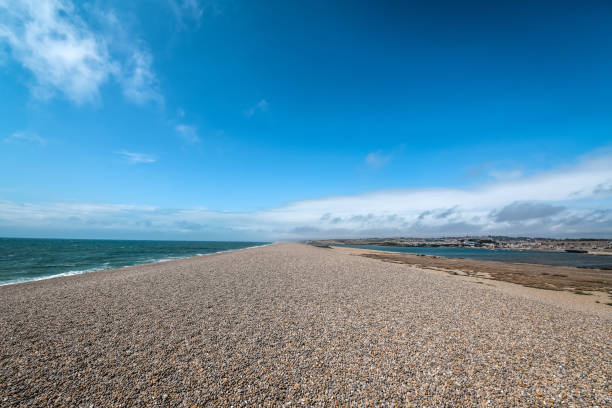 Sand Dividing Beach At Portland, UK