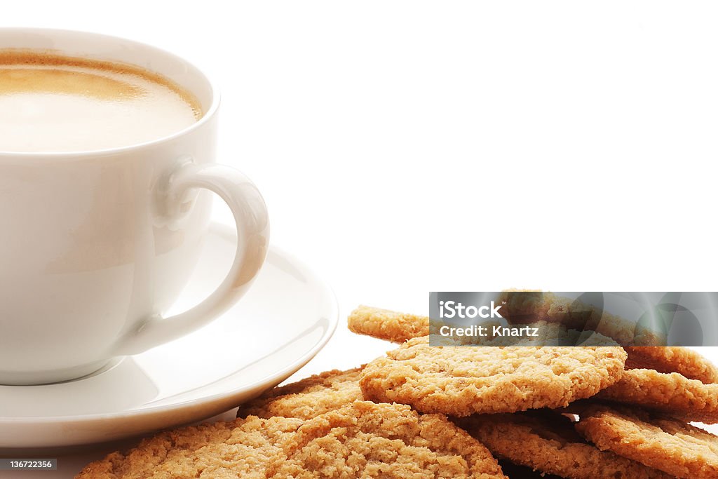 Taza de café y galletas de avena - Foto de stock de Alimento libre de derechos