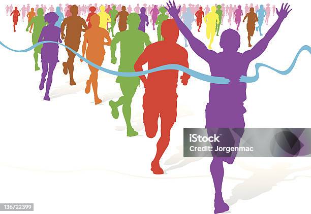 Colourful Fun Run Stock Illustration - Download Image Now - Marathon, Running, Sports Race