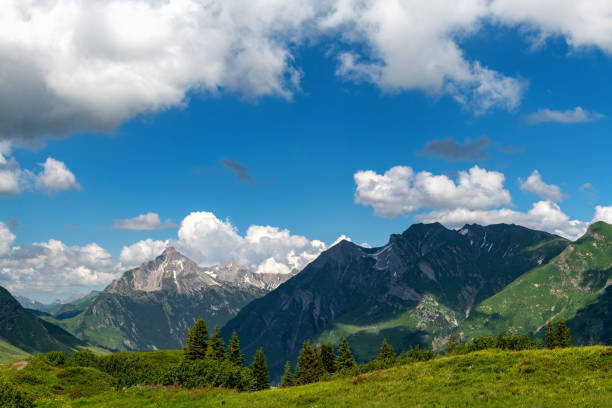 альмен и берге-ам-арльберг, лехталь, альпы, австрия - lechtal alps стоковые фото и изображения