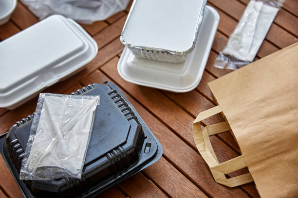 istock Just delivered take out food on the table at the kitchen 1367233199