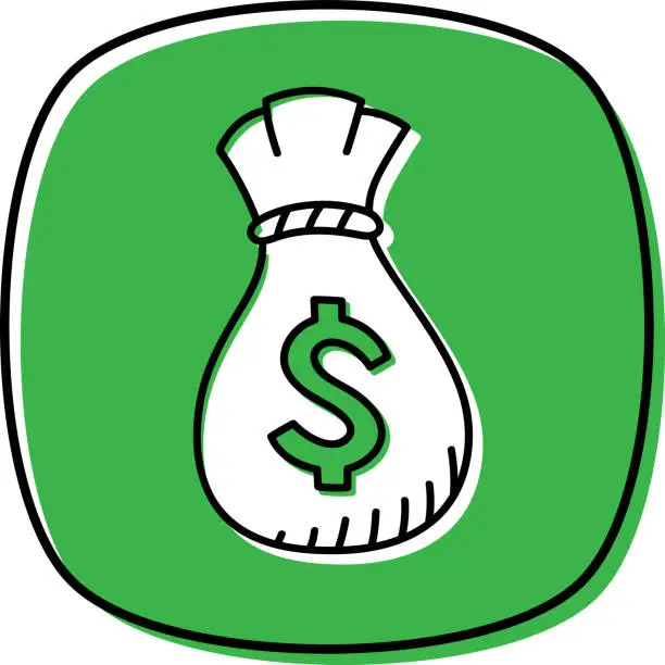 Vector illustration of Money Bag Doodle 2