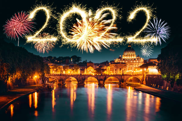 istock rome skyline with fireworks for the new year 1367235312